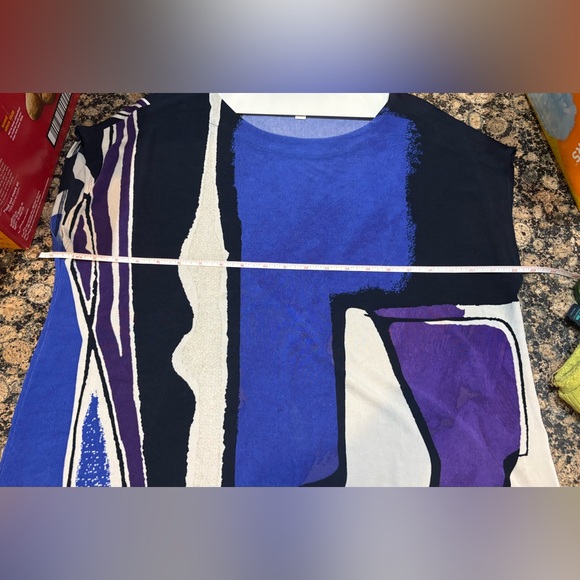 Chico's Blue and Purple Abstract Travelers Blouse - Picture 5 of 5